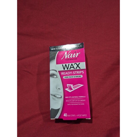 New Nair Hair Remover Wax Ready Strips, Face and Bikini Hair Removal 40 ct - Picture 1 of 2